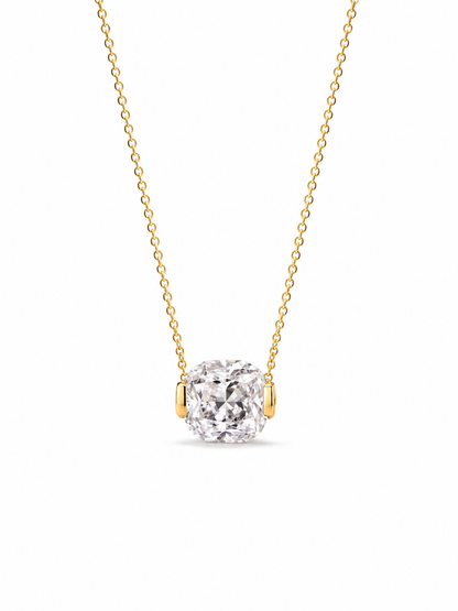 Lunelle Atelier crushed ice cushion cut necklace featuring sparkling geometric gemstone pendant on a delicate chain.