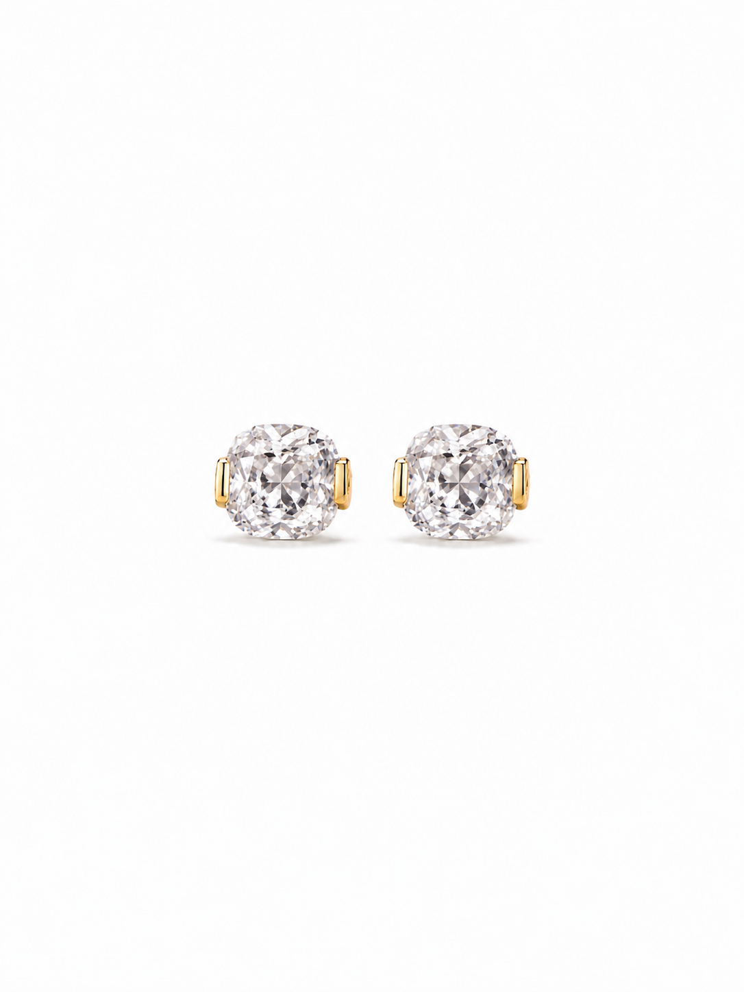 Lunelle Atelier crushed ice cushion stud earrings with sparkling, faceted gemstone-like design on silver studs.