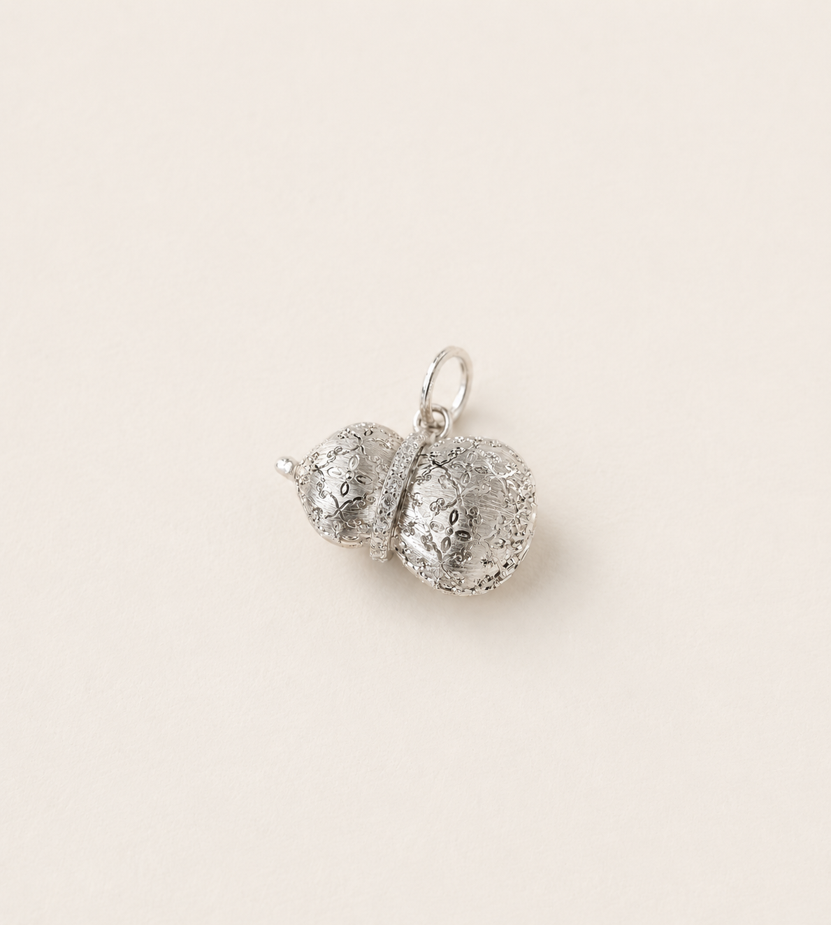 Lunelle Atelier petite auspicious gourd pendant necklace with intricate design on a delicate chain.