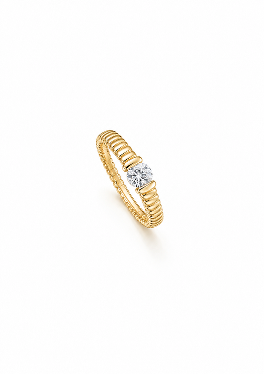 Satin Ribbon Moissanite Solitaire Ring