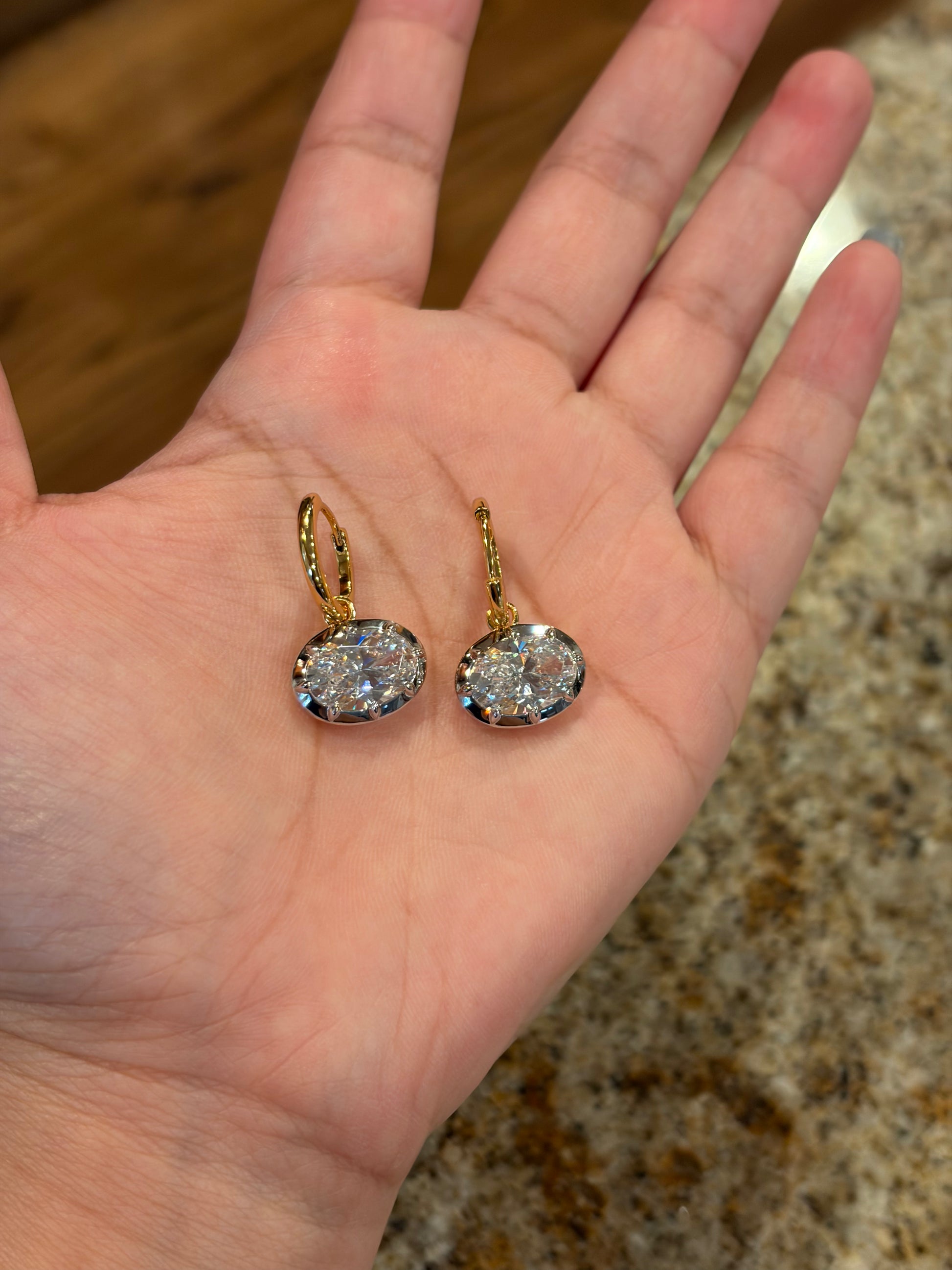 Lunelle Atelier Hailey Oval Solitaire Drop Earrings featuring elegant oval gemstone pendants on delicate earring hooks.