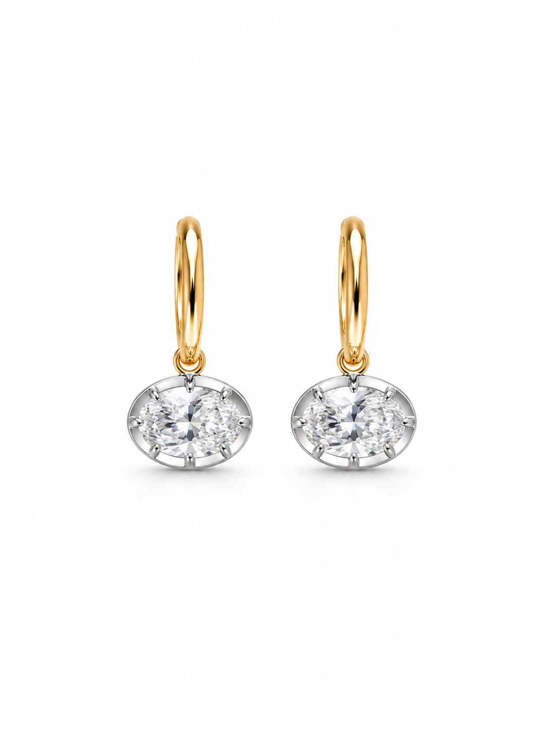 Lunelle Atelier Hailey Oval Solitaire Drop Earrings featuring elegant oval-shaped gemstones and delicate metal settings