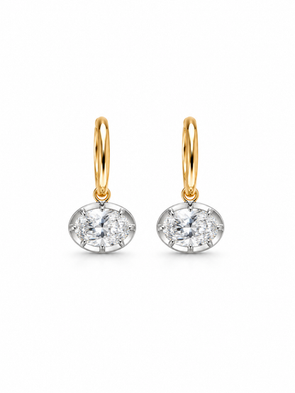 Lunelle Atelier Hailey Oval Solitaire Drop Earrings featuring elegant oval-shaped gemstones and delicate metal settings