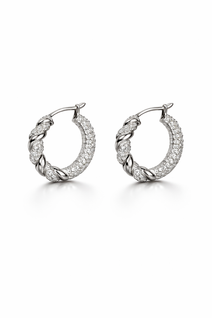 Twisted Pavé Hoop Earrings | Sterling Silver - Lunelle Atelier