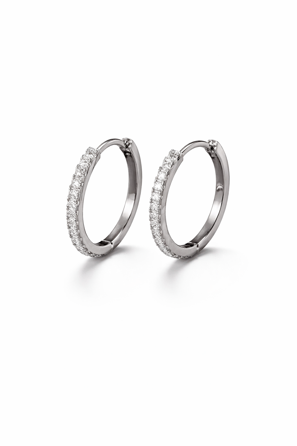 Round Moissanite Circle Hoop Earrings | Sterling Silver - Lunelle Atelier