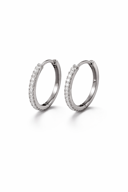 Round Moissanite Circle Hoop Earrings | Sterling Silver - Lunelle Atelier