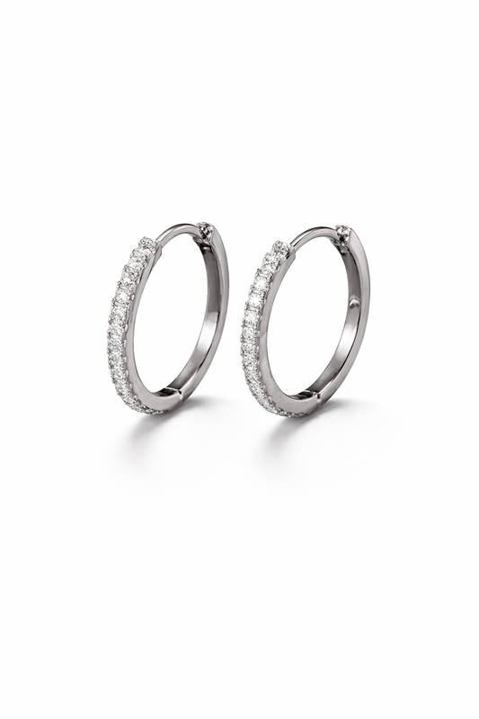 Round Moissanite Circle Hoop Earrings | Sterling Silver - Lunelle Atelier