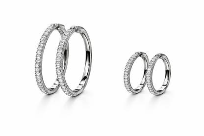 Round Moissanite Circle Hoop Earrings | Sterling Silver - Lunelle Atelier