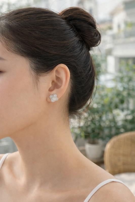 Lavender Petal Chalcedony Stud Earrings | Sterling Silver - Lunelle Atelier