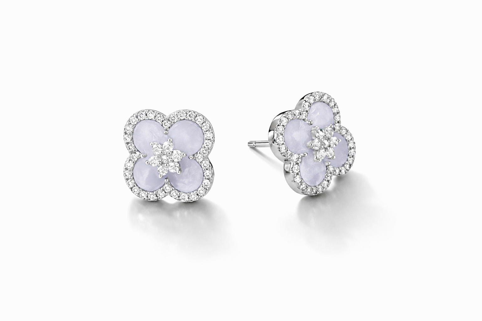 Lavender Petal Chalcedony Stud Earrings - Lunelle Atelier