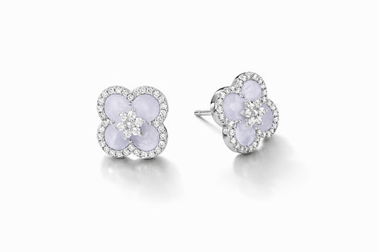 Lavender Petal Chalcedony Stud Earrings | Sterling Silver