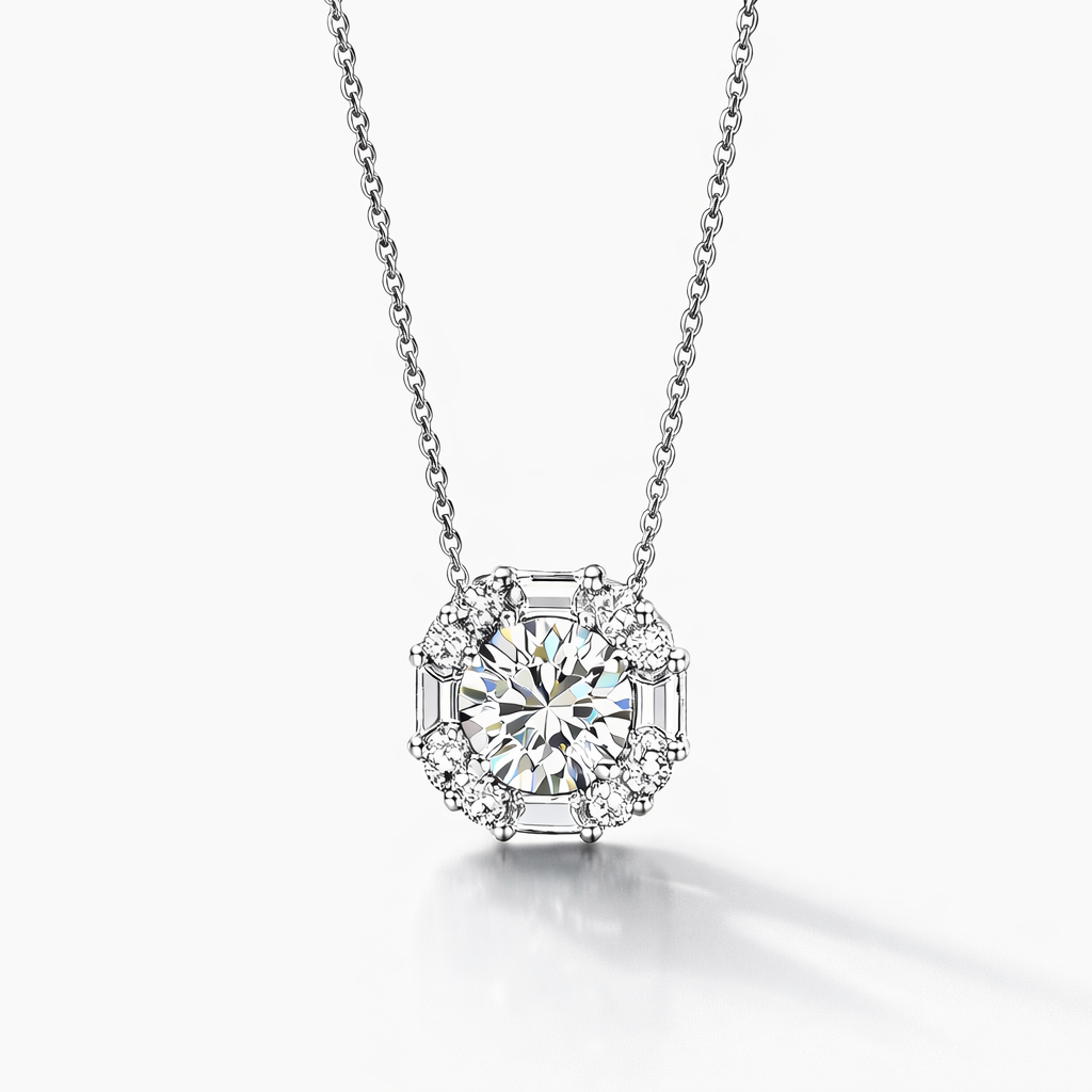 Baguette Bloom Necklace | Rhodium Plated - Lunelle Atelier