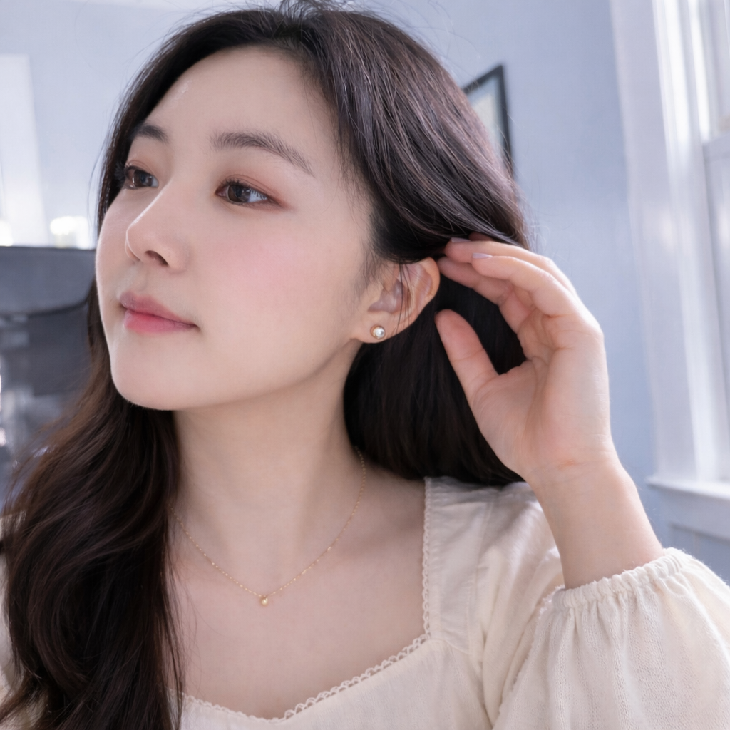 Single Bubble Moissanite Stud Earrings | Rose Gold Plated Sterling Silver - Lunelle Atelier