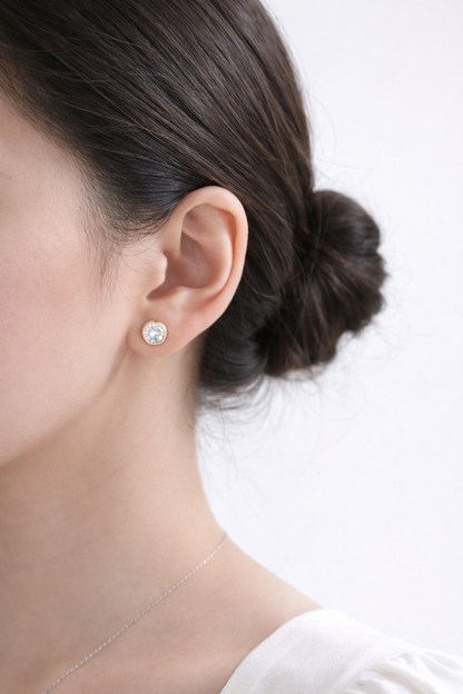 Single Bubble Moissanite Stud Earrings | Rose Gold Plated Sterling Silver - Lunelle Atelier