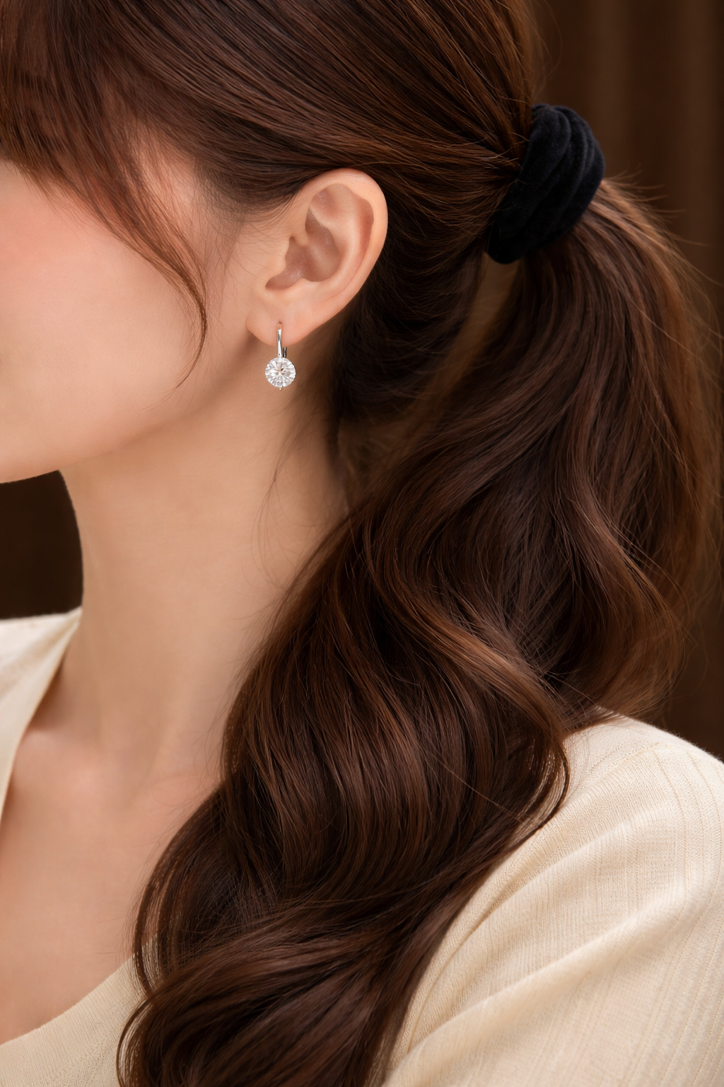 Moissanite Drop Ear Huggies | Sterling Silver - Lunelle Atelier