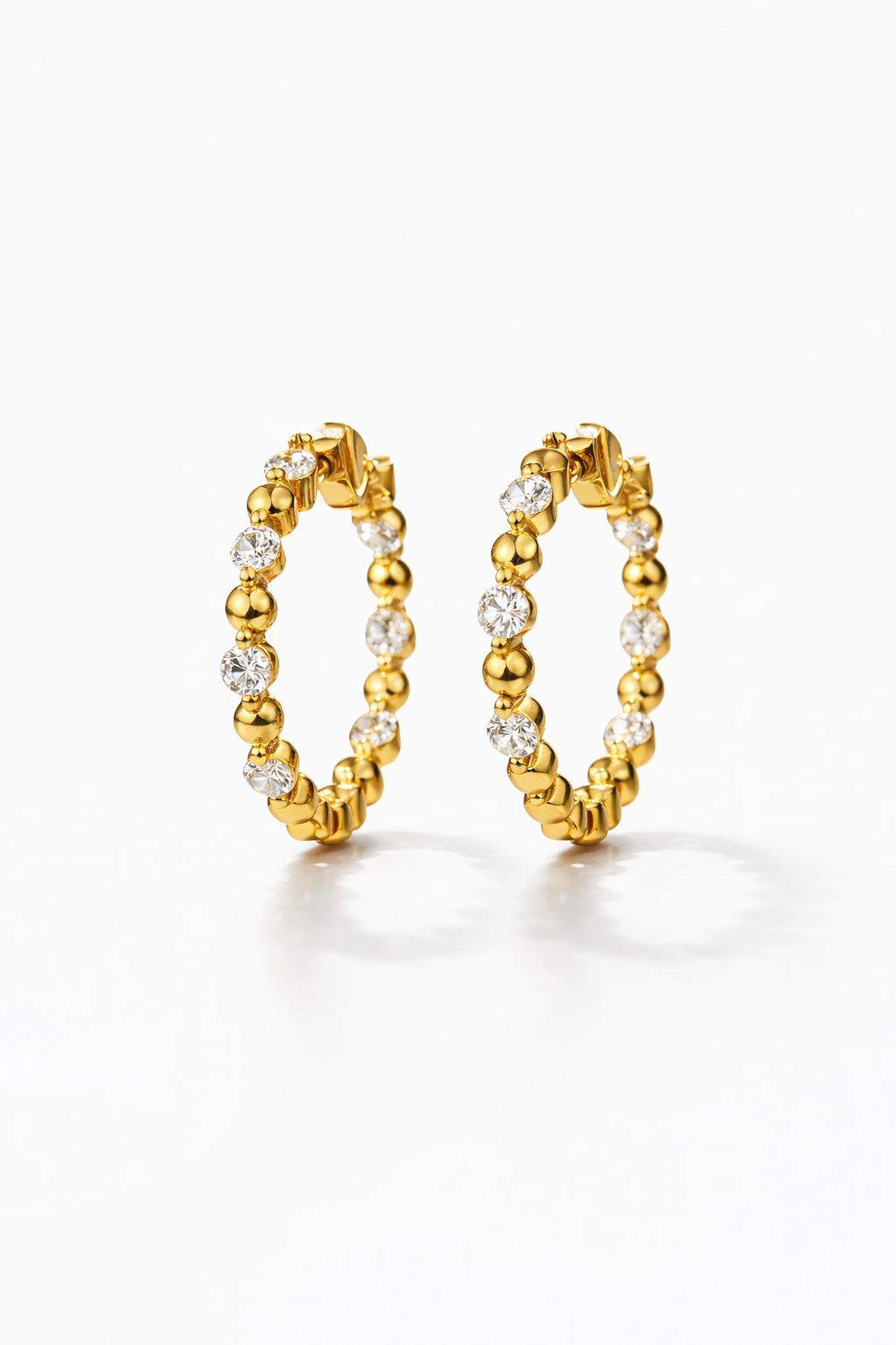 Stella Dust Beaded Hoop Earrings | 18K Gold Plated - Lunelle Atelier