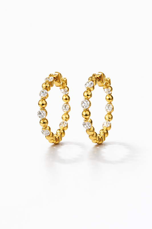 Stella Dust Beaded Hoop Earrings | 18K Gold Plated - Lunelle Atelier