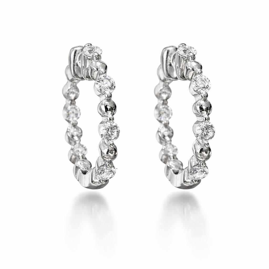 Stella Dust Beaded Hoop Earrings | Rhodium Plated - Lunelle Atelier