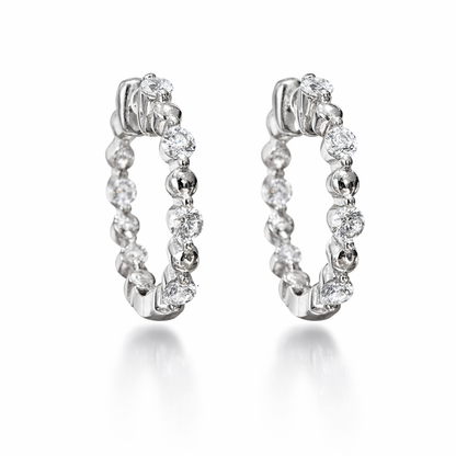 Stella Dust Beaded Hoop Earrings | Rhodium Plated - Lunelle Atelier