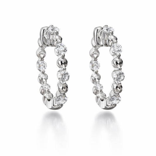 Stella Dust Beaded Hoop Earrings | Rhodium Plated - Lunelle Atelier