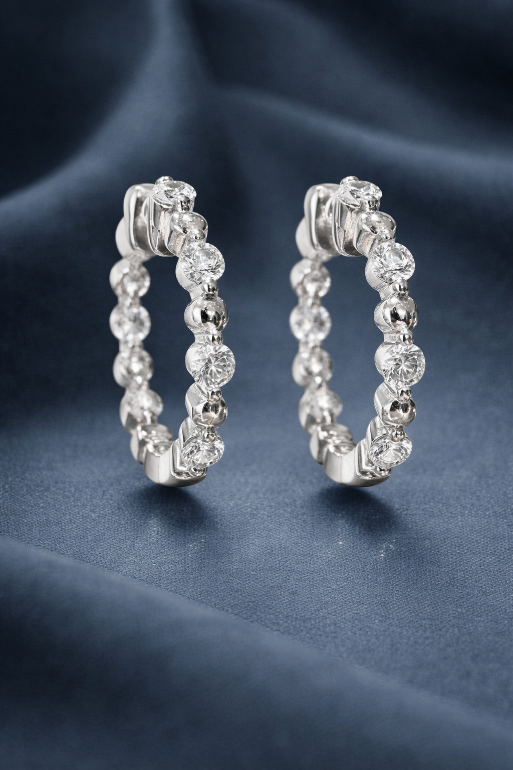 Stella Dust Beaded Hoop Earrings | Rhodium Plated - Lunelle Atelier