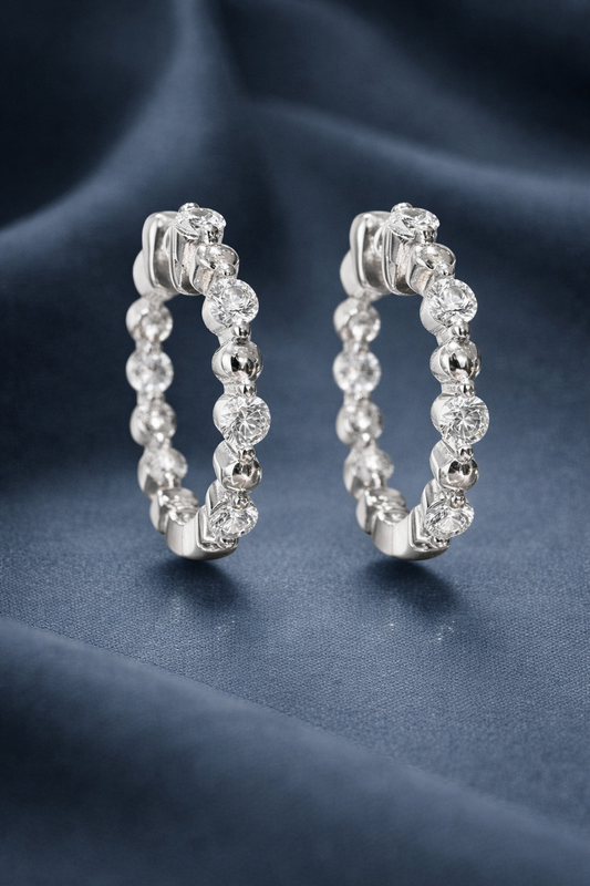 Stella Dust Beaded Hoop Earrings | Rhodium Plated - Lunelle Atelier