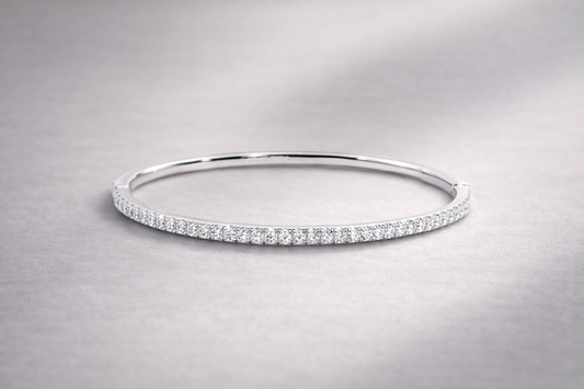 Half Pavé Whispering Bangle - Lunelle Atelier