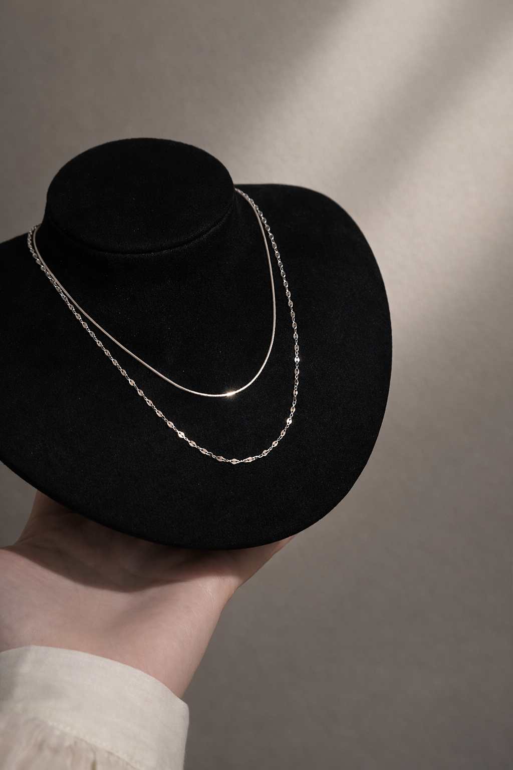 Soft Glow Double Layer Snake Chain Necklace - Lunelle Atelier