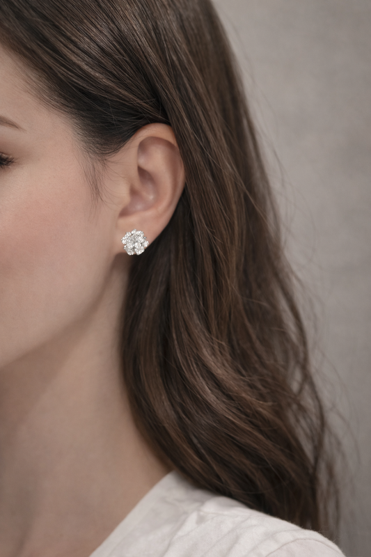 Camellia Bloom Earrings | Rhodium-Plated Sterling Silver - Lunelle Atelier