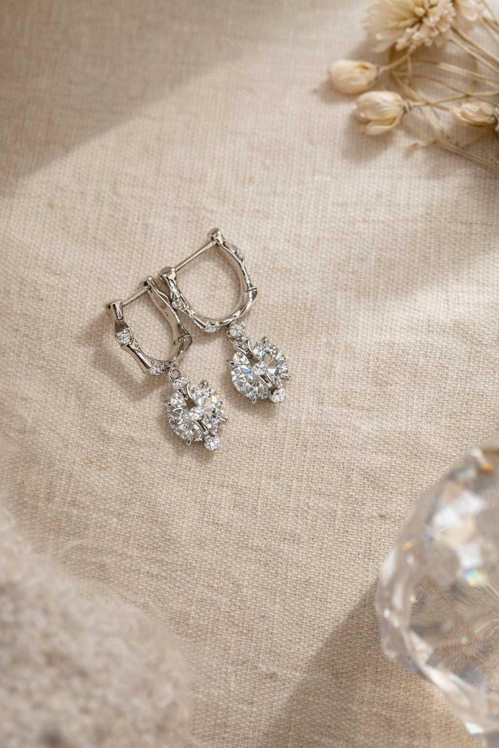 Celestine Branch Hoop Earrings | Silver Finish - Lunelle Atelier