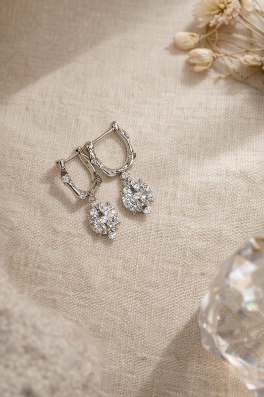 Celestine Branch Hoop Earrings | Silver Finish - Lunelle Atelier