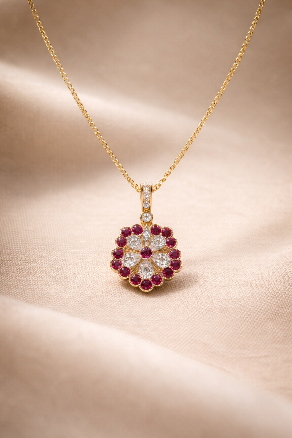 Royal Ruby Fleur| Double-Sided Corundum Necklace - Lunelle Atelier