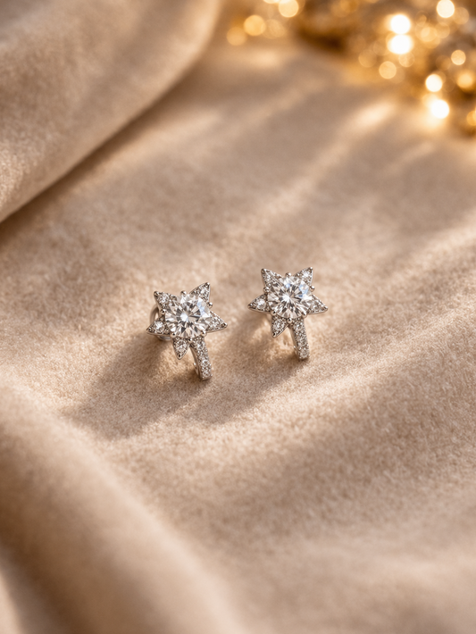Stella Wish Moissanite Ear Huggies - Lunelle Atelier