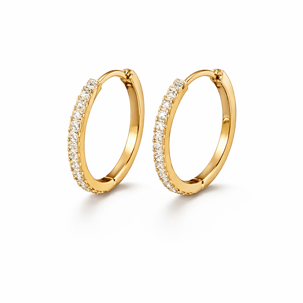 Round Moissanite Circle Hoop Earrings | Champagne Gold - Lunelle Atelier