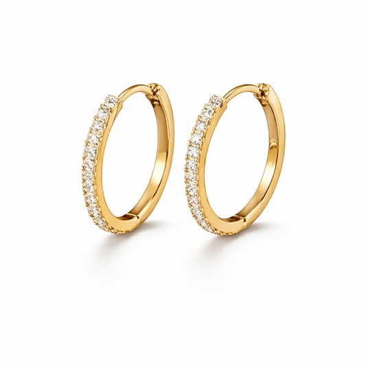 Round Moissanite Circle Hoop Earrings | Champagne Gold - Lunelle Atelier