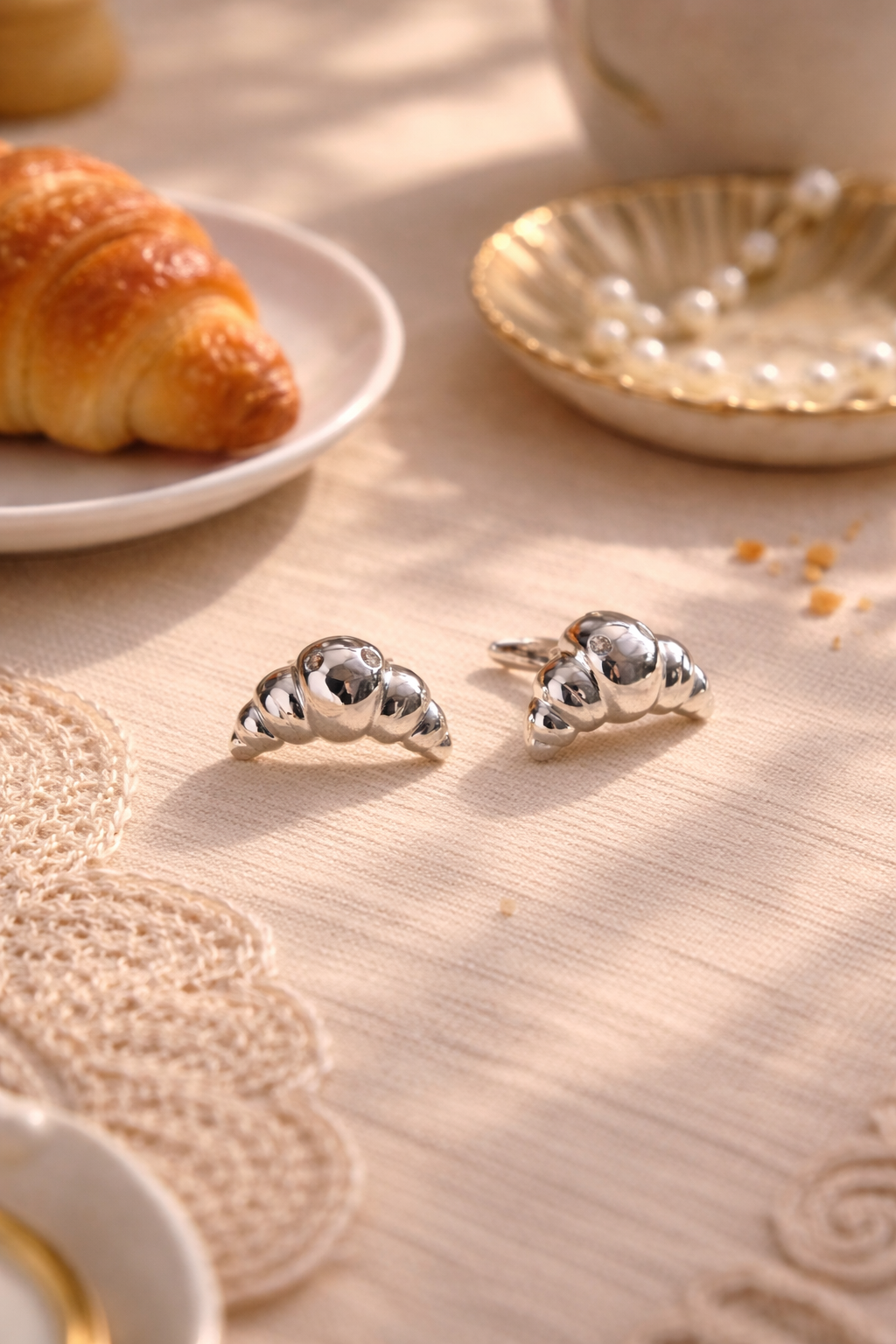 Croissant Spark Stud Earrings - Lunelle Atelier