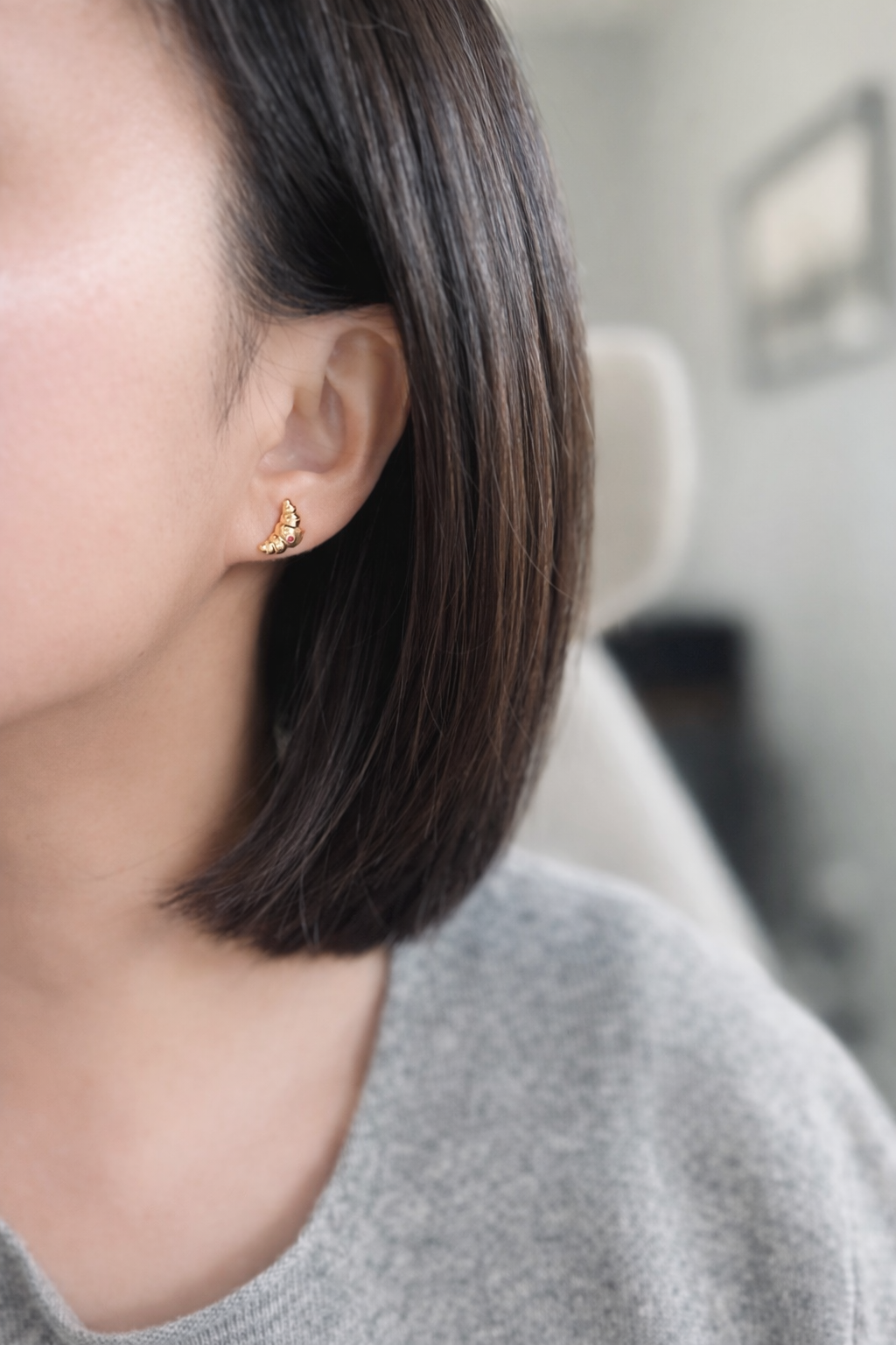 Croissant Spark Stud Earrings - Lunelle Atelier
