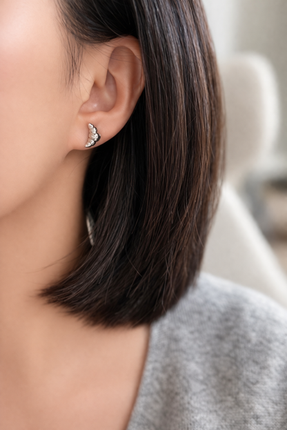 Croissant Spark Stud Earrings - Lunelle Atelier