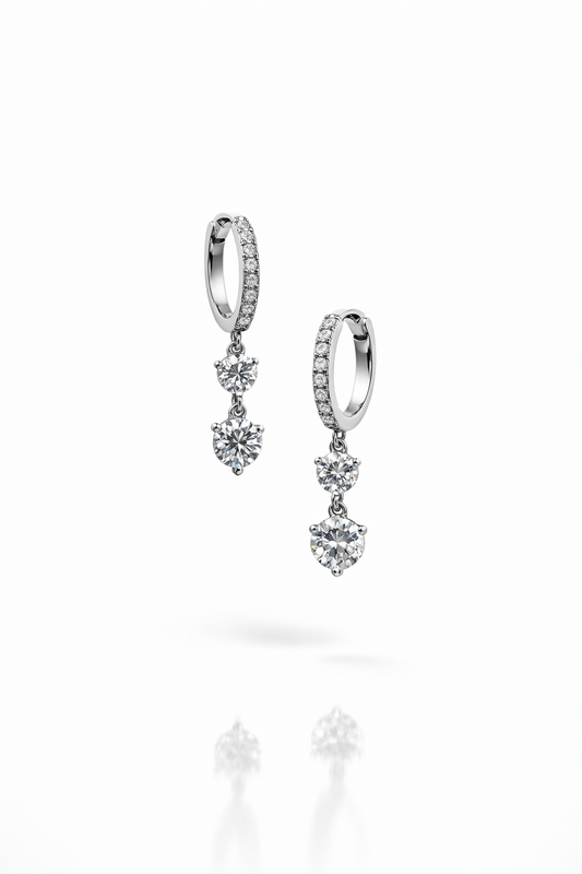 Double Drop Moissanite Hoop Earrings - Lunelle Atelier