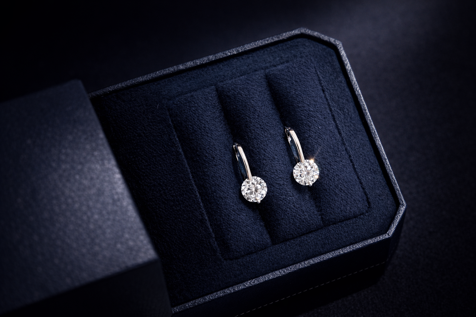 Moissanite Drop Ear Huggies | Sterling Silver - Lunelle Atelier