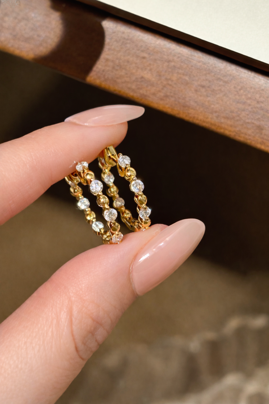 Stella Dust Beaded Hoop Earrings | Gold Finish - Lunelle Atelier