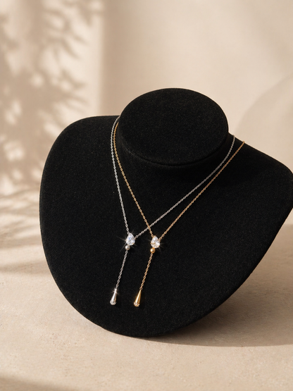 Dew Drop Y-Chain Necklace | Gold Finish - Lunelle Atelier