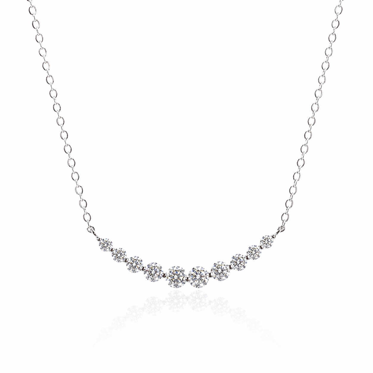 Moissanite Smile Necklace | Silver Finish - Lunelle Atelier