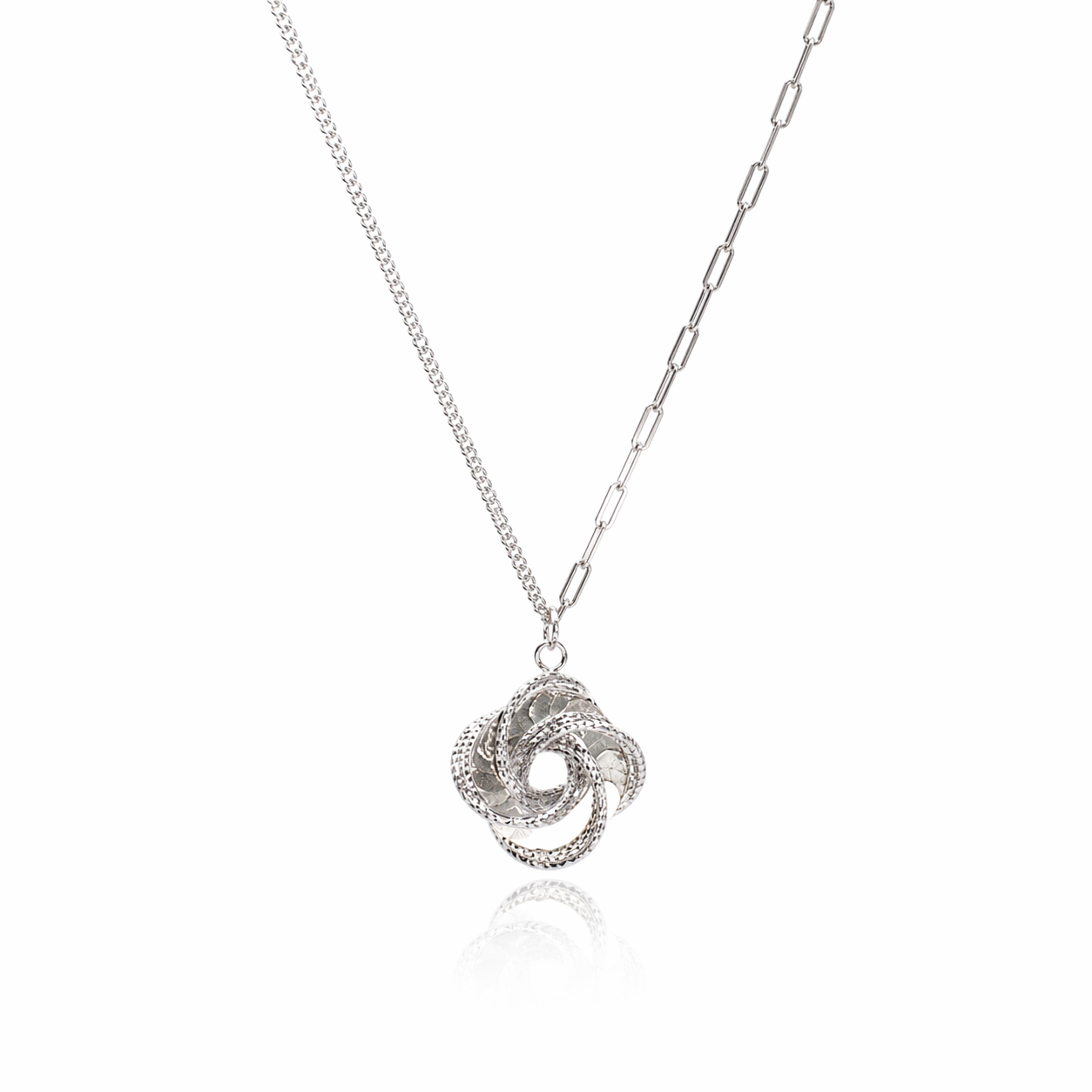 Mobius Swirl Necklace | Rhodium-Plated Sterling Silver - Lunelle Atelier
