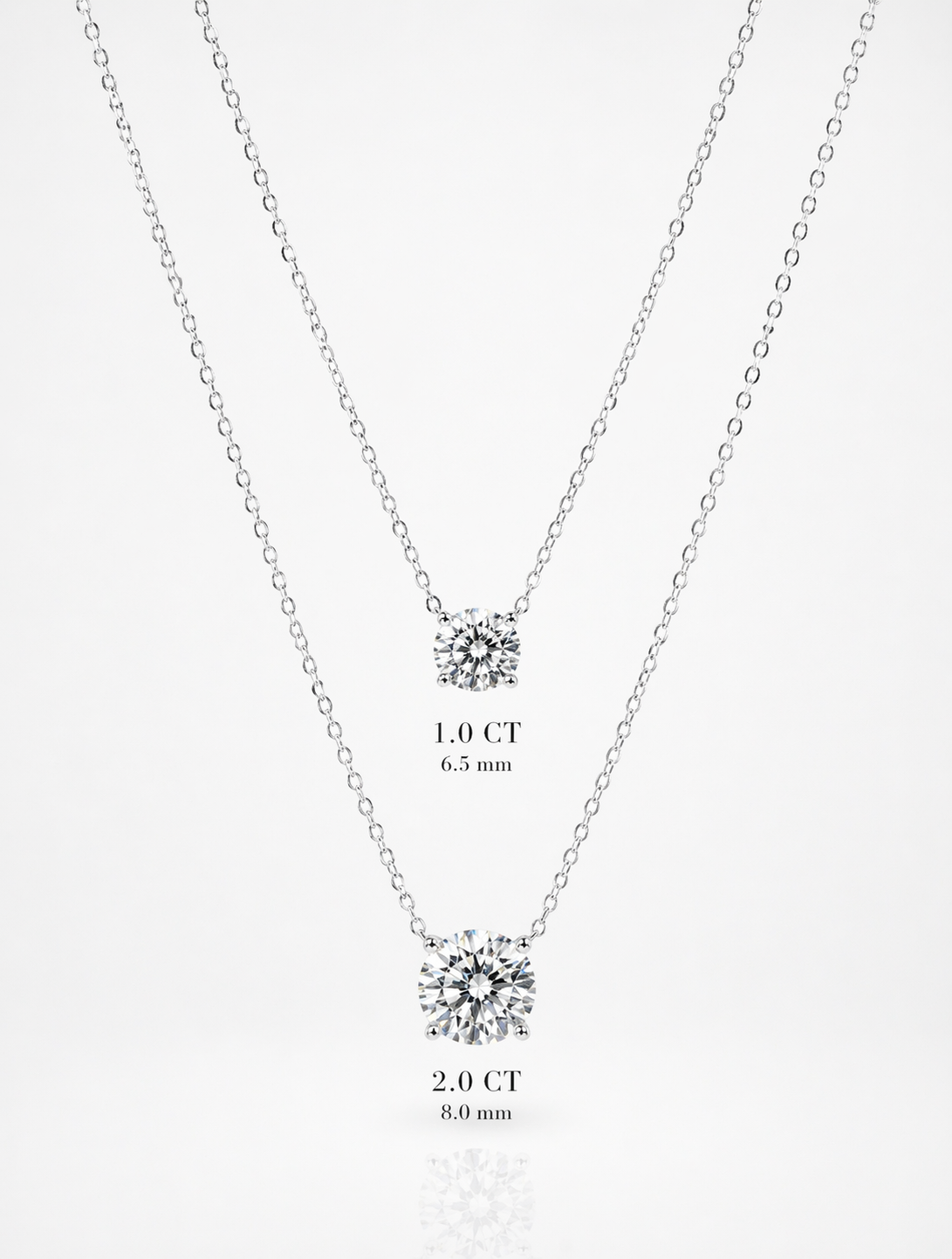 Classic Four Claw Moissanite Necklace | Rhodium Plated - Lunelle Atelier