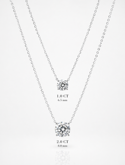 Classic Four Claw Moissanite Necklace | Rhodium Plated - Lunelle Atelier
