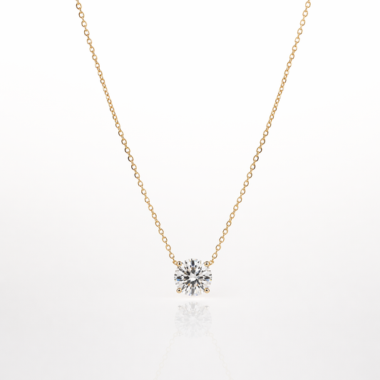 Classic Four Claw Moissanite Necklace | Champagne Gold - Lunelle Atelier