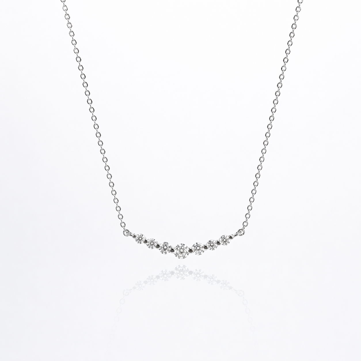 Dainty Moissanite Smile Necklace | Silver Finish - Lunelle Atelier