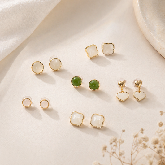 Lumi Jade Stud Collection | Sterling Silver - Lunelle Atelier
