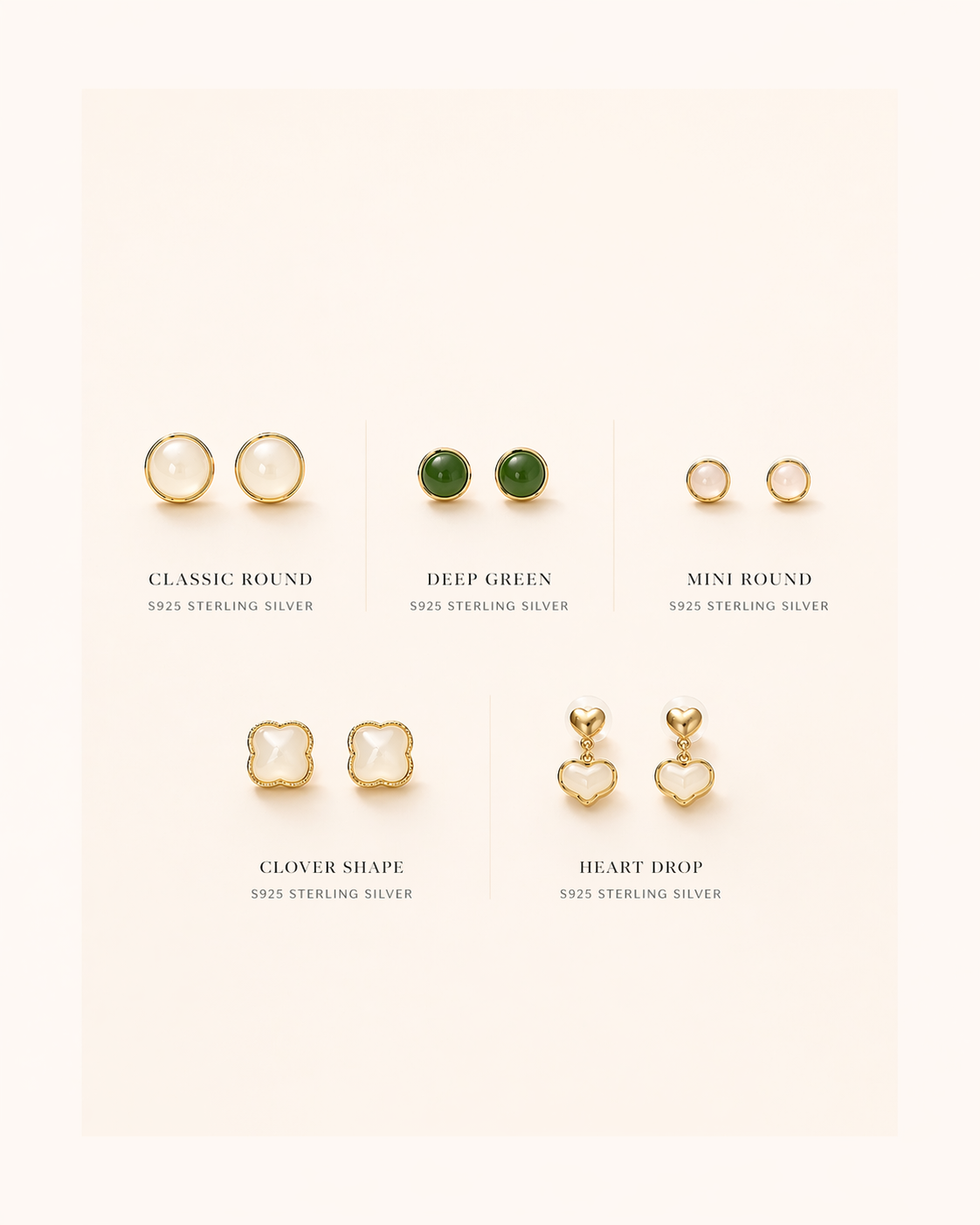 Lumi Jade Stud Collection | Sterling Silver - Lunelle Atelier